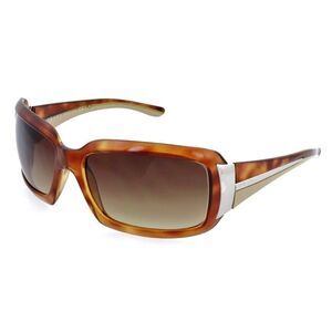 Prada SPR01H Brown Havana Gold Women Rectangular Wrap Sunglasses w/Case/Dust Bag
